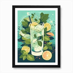 Mojito Cocktail Mid Century Modern 1 Art Print