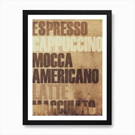Coffeespeaks Menu Selection Artwork Art Print
