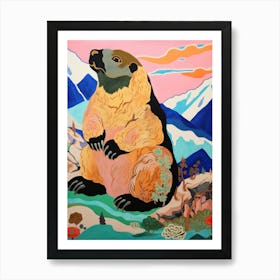 Maximalist Animal Painting Marmot 2 Art Print