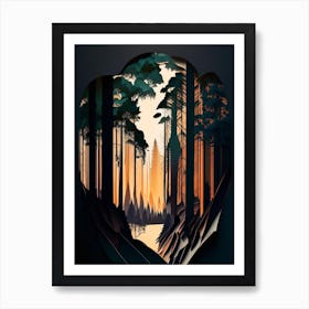 Muir Woods National Park United States Of America Cut Out Paper Art Print
