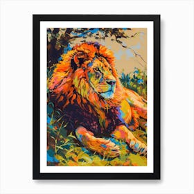 Masai Lion Resting In The Sun Fauvist Painting 4 Art Print
