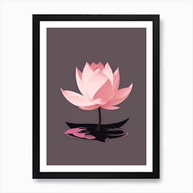 A Pink Lotus In Minimalist Style Vertical Composition 40 Art Print