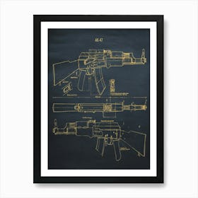 Ak 47 Gun Patten Art Print