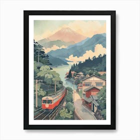 Hakone Japan 2 Retro Illustration Art Print