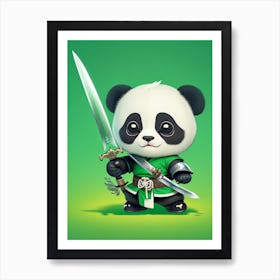 Panda Bear With Sword Art Print