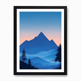 Misty Mountains Vertical Composition In Blue Tone 118 Art Print