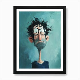 Sad Man With Glasses Art Print