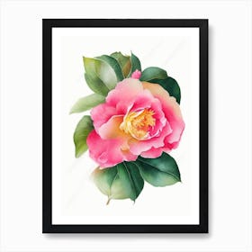 Camellia Wildflower Watercolour 1 Art Print