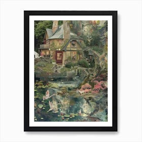 Fairy House Collage Pond Monet Scrapbook 5 Art Print