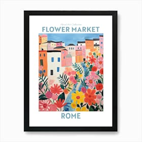 Rome Italy Blue Flower Market Floral Art Print Travel Print Plant Art Modern Style Art Print