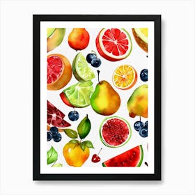 Fruits Watercolor Painting Art Print