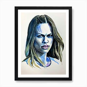 Hilary Swank In Million Dollar Baby Watercolor 3 Art Print