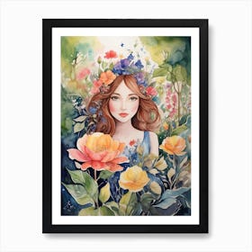 Girl In The Garden Art Print