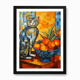 Marigold With A Cat3 Cubism Picasso Style Art Print