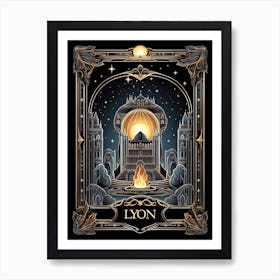 Lyon, France, Tarot Card Travel  Line Art 4 Art Print