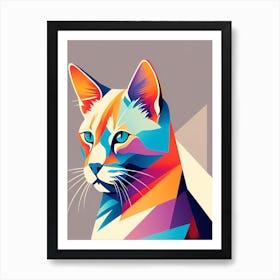 Abstract Cat, colorful cat, digital art, cat art, cat portrait, cat in colors, Art Print