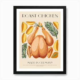 Roast Chicken Print Kitchen Art Kitchen Poster Food Art Mid Century Modern Germany Art Print