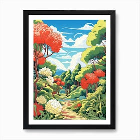Rikugien Gardens Japan Illustration 1  Art Print