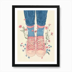 Pink Sneakers And Flowers 4 Art Print