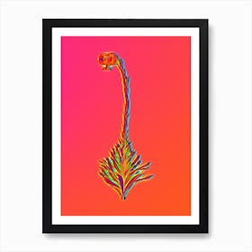 Neon Scarlet Martagon Lily Botanical in Hot Pink and Electric Blue n.0112 Art Print