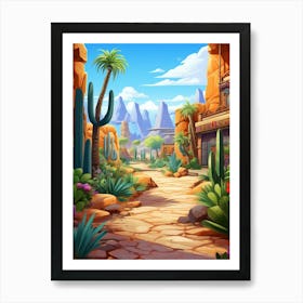 Desert Oases Cartoon 2 Art Print