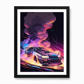 Muscle Smoke Drift Retro Racing vintage classic Car 8 Art Print