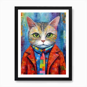 Whiskered Wonderland; Cat Inspired Oil Art Art Print