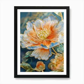 Peony Embroidery Art Print