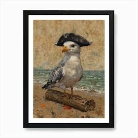 Seagull With Pirate Hat 1 Art Print