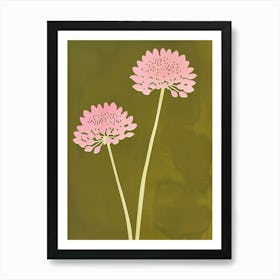 Pink & Green Scabiosa 2 Art Print