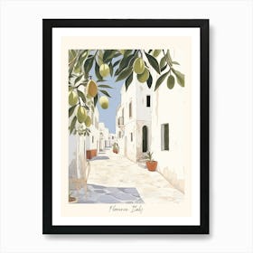 Puglia Italy With Olives Watercolour Art Print