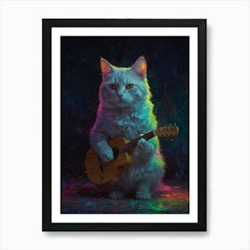 Cat Playing Guitar 2 Art Print