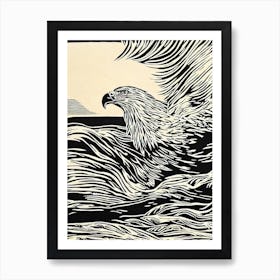 Bald Eagle Linocut Bird Art Print