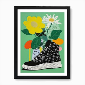 Floral Footprints: Artistic Sneaker Impressions Art Print