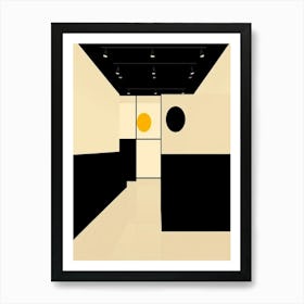 Black And White bauhaus geometric Room Art Print