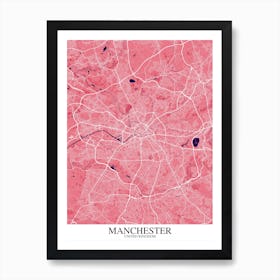 Manchester Pink Purple Map Art Print