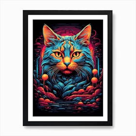 Psychedelic Cat 8 Art Print