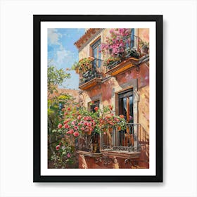Balcony View Painting In Valencia 2 Art Print