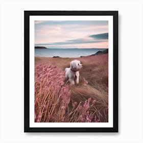 Dog In Pink Grass Art Print