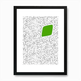 Minimalist Dots with Green Abstract Shape Art Print