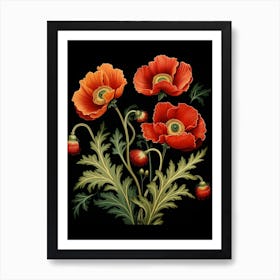 Iceland Poppy 1 William Morris Style Winter Florals Art Print