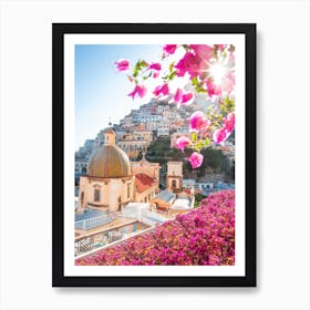 Pink Positano Flower Sunset Art Print