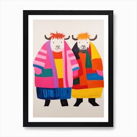 Colourful Kids Animal Art Yak 2 Art Print