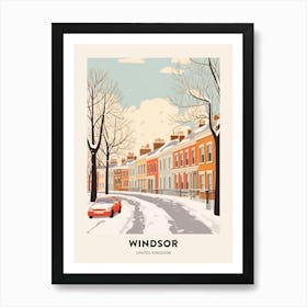 Vintage Winter Travel Poster Windsor United Kingdom 4 Art Print