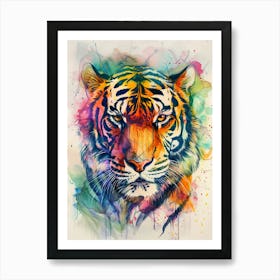 Bengal Tiger Colourful Watercolour 2 Art Print