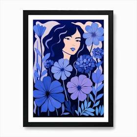 Blue Flower Illustration Phlox 3 Art Print