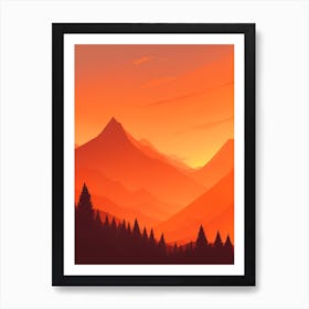 Misty Mountains Vertical Background In Orange Tone 3 Art Print