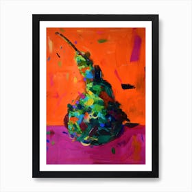 Pear On A Pink Table Art Print