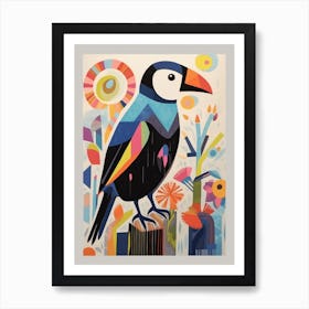 Colourful Scandi Bird Puffin 1 Art Print