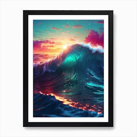 Sunset Ocean Wave Art Print